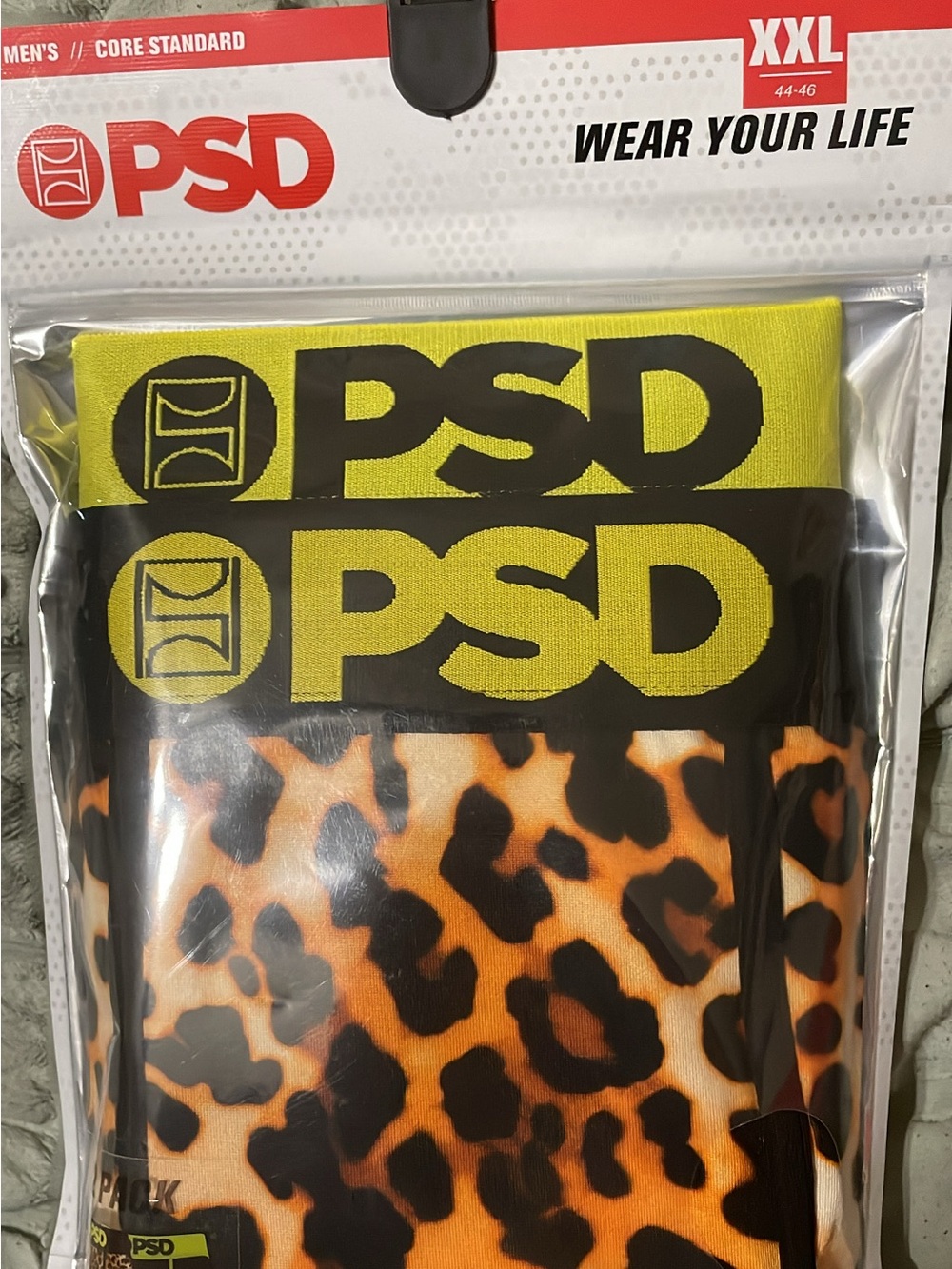 PSD Men’s Leopard Print Boxer Briefs - Orange/Black/Yellow